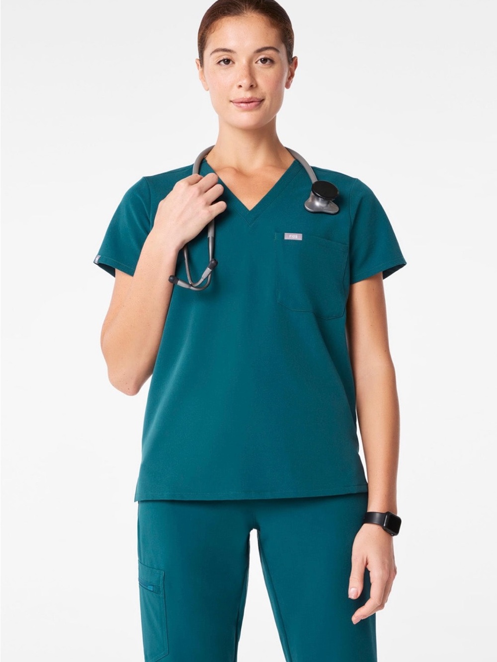 Teal V-Neck Medical Scrub Top - Teal